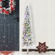 Glitzhome 6ft Pre-Lit Flocked Artificial Christmas Tree with 150 Warm White C3 Clear LED Lights,9 function w/Foot Pedal
