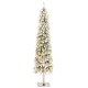 Glitzhome 6ft Pre-Lit Flocked Artificial Christmas Tree with 150 Warm White C3 Clear LED Lights,9 function w/Foot Pedal