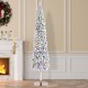 Glitzhome 7.5ft Pre-Lit Flocked Artificial Christmas Tree with 250 Warm White C3 Clear LED Lights,9 function w/Foot Pedal