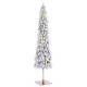Glitzhome 7.5ft Pre-Lit Flocked Artificial Christmas Tree with 250 Warm White C3 Clear LED Lights,9 function w/Foot Pedal