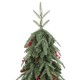 Glitzhome 4ft Pre-lit Green Artificial Christmas Porch Tree with red berries,pinecones and 100 warm white lights,3 function w/Foot Pedal