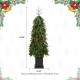 Glitzhome 4ft Pre-lit Green Artificial Christmas Porch Tree with red berries,pinecones and 100 warm white lights,3 function w/Foot Pedal