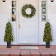 Glitzhome 4ft Pre-lit Green Artificial Christmas Porch Tree with red berries,pinecones and 100 warm white lights,3 function w/Foot Pedal