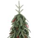 Glitzhome 6ft Pre-lit Green Artificial Christmas Porch Tree with red berries,pinecones and 180 warm white lights,3 function w/Foot Pedal