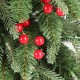 Glitzhome 6ft Pre-lit Green Artificial Christmas Porch Tree with red berries,pinecones and 180 warm white lights,3 function w/Foot Pedal