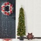 Glitzhome 6ft Pre-lit Green Artificial Christmas Porch Tree with red berries,pinecones and 180 warm white lights,3 function w/Foot Pedal