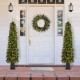 Glitzhome 6ft Pre-lit Green Artificial Christmas Porch Tree with red berries,pinecones and 180 warm white lights,3 function w/Foot Pedal