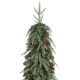 Glitzhome 7ft Pre-lit Green Artificial Christmas Porch Tree with red berries,pinecones and 250 warm white lights,3 function w/Foot Pedal