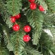 Glitzhome 7ft Pre-lit Green Artificial Christmas Porch Tree with red berries,pinecones and 250 warm white lights,3 function w/Foot Pedal