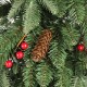Glitzhome 7ft Pre-lit Green Artificial Christmas Porch Tree with red berries,pinecones and 250 warm white lights,3 function w/Foot Pedal