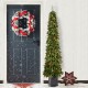 Glitzhome 7ft Pre-lit Green Artificial Christmas Porch Tree with red berries,pinecones and 250 warm white lights,3 function w/Foot Pedal
