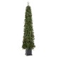 Glitzhome 7ft Pre-lit Green Artificial Christmas Porch Tree with red berries,pinecones and 250 warm white lights,3 function w/Foot Pedal