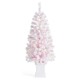 Glitzhome 4ft Pre-Lit Flocked Pink Artificial Christmas Porch Tree with 100 warm white/multi-color LED Lights,8 function w/Foot Pedal