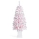 Glitzhome 4ft Pre-Lit Flocked Pink Artificial Christmas Porch Tree with 100 warm white/multi-color LED Lights,8 function w/Foot Pedal