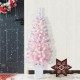 Glitzhome 4ft Pre-Lit Flocked Pink Artificial Christmas Porch Tree with 100 warm white/multi-color LED Lights,8 function w/Foot Pedal