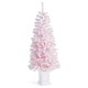 Glitzhome 5ft Pre-Lit Flocked Pink Artificial Christmas Porch Tree with 130 warm white/multi-color LED Lights,8 function w/Foot Pedal