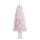 Glitzhome 5ft Pre-Lit Flocked Pink Artificial Christmas Porch Tree with 130 warm white/multi-color LED Lights,8 function w/Foot Pedal