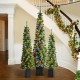 Glitzhome Set of 3 5ft/6ft/7ft Green Cashmere Pine Christmas Porch Tree With pinecones,90/130/200 Warm White/Multi-color Lights,9 Function w/Remote control