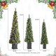 Glitzhome Set of 3 5ft/6ft/7ft Green Cashmere Pine Christmas Porch Tree With pinecones,90/130/200 Warm White/Multi-color Lights,9 Function w/Remote control
