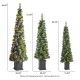 Glitzhome Set of 3 5ft/6ft/7ft Green Cashmere Pine Christmas Porch Tree With pinecones,90/130/200 Warm White/Multi-color Lights,9 Function w/Remote control