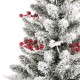 Glitzhome Set of 2 4ft Pre-Lit Flocked Artificial Christmas Porch Tree with and Red Berries and 60 Warm White/Multi-color Lights,2 function w/Foot Pedal