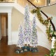 Glitzhome Set of 3 4.5ft/6ft/7.5ft Pre-Lit Flocked Artificial Christmas Tree with 100/150/250 Warm White C3 Clear LED Lights,9 function w/Foot Pedal