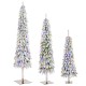 Glitzhome Set of 3 4.5ft/6ft/7.5ft Pre-Lit Flocked Artificial Christmas Tree with 100/150/250 Warm White C3 Clear LED Lights,9 function w/Foot Pedal