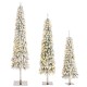 Glitzhome Set of 3 4.5ft/6ft/7.5ft Pre-Lit Flocked Artificial Christmas Tree with 100/150/250 Warm White C3 Clear LED Lights,9 function w/Foot Pedal