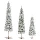 Glitzhome Set of 3 4.5ft/6ft/7.5ft Pre-Lit Flocked Artificial Christmas Tree with 100/150/250 Warm White C3 Clear LED Lights,9 function w/Foot Pedal