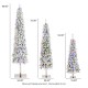 Glitzhome Set of 3 4.5ft/6ft/7.5ft Pre-Lit Flocked Artificial Christmas Tree with 100/150/250 Warm White C3 Clear LED Lights,9 function w/Foot Pedal