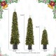 Glitzhome Set of 3 4ft/6ft/7ft Pre-lit Green Artificial Christmas Porch Tree with red berries,pinecones and 250 warm white lights,3 function w/Foot Pedal