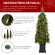 Glitzhome Set of 3 4ft/6ft/7ft Pre-lit Green Artificial Christmas Porch Tree with red berries,pinecones and 250 warm white lights,3 function w/Foot Pedal