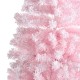 Glitzhome Set of 2 4ft Pre-Lit Flocked Pink Artificial Christmas Porch Tree with 100 warm white/multi-color LED Lights,8 function w/Foot Pedal