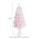 Glitzhome Set of 2 4ft Pre-Lit Flocked Pink Artificial Christmas Porch Tree with 100 warm white/multi-color LED Lights,8 function w/Foot Pedal