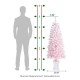 Glitzhome Set of 2 5ft Pre-Lit Flocked Pink Artificial Christmas Porch Tree with 130 warm white/multi-color LED Lights,8 function w/Foot Pedal