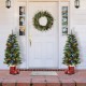 Glitzhome Set of 2 4.5ft Christmas Santa Boots Porch Tree with 75 Warm White/Multi-color LED Lights, including 18 globe LED Lights,9 function w/Foot Pedal