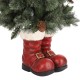 Glitzhome Set of 2 4.5ft Christmas Santa Boots Porch Tree with 75 Warm White/Multi-color LED Lights, including 18 globe LED Lights,9 function w/Foot Pedal