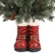 Glitzhome Set of 2 4.5ft Christmas Santa Boots Porch Tree with 75 Warm White/Multi-color LED Lights, including 18 globe LED Lights,9 function w/Foot Pedal