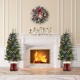 Glitzhome Set of 2 4.5ft Christmas Santa Boots Porch Tree with 75 Warm White/Multi-color LED Lights, including 18 globe LED Lights,9 function w/Foot Pedal