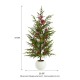 Glitzhome Set of 2 37.5"H Christmas Greenery PE Dripping Pine Porch Tree with Pinecones and Red Berries