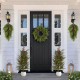 Glitzhome Set of 3 37.5"H Christmas Greenery PE Dripping Pine Porch Tree Set and matched 24"D Wreath