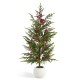 Glitzhome Set of 3 37.5"H Christmas Greenery PE Dripping Pine Porch Tree Set and matched 24"D Wreath