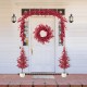Glitzhome Set of 5 41"H  Christmas berry  Porch Tree Set and matched 6ft Garland set and matched 25"D Christmas Red Berries Wreath