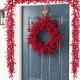 Glitzhome Set of 5 41"H  Christmas berry  Porch Tree Set and matched 6ft Garland set and matched 25"D Christmas Red Berries Wreath