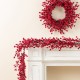 Glitzhome Set of 5 41"H  Christmas berry  Porch Tree Set and matched 6ft Garland set and matched 25"D Christmas Red Berries Wreath