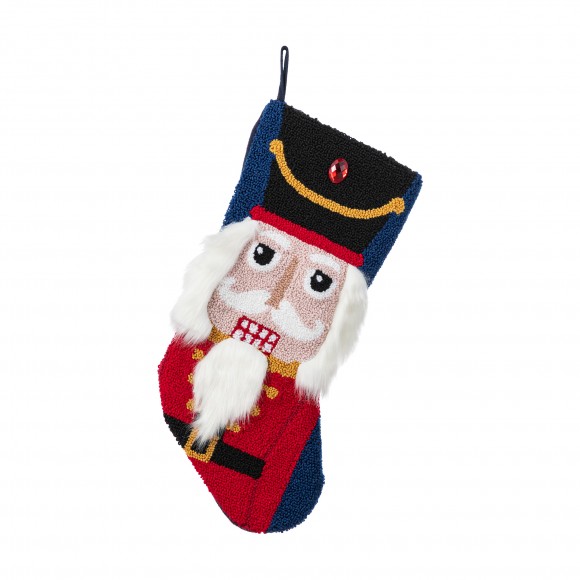 Glitzhome 21"L Hooked Stocking, Nutcracker