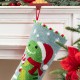 Glitzhome 21"L Hooked Stocking, Dinosaur