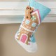 Glitzhome 21"L Hooked Gingerbread House Stocking with Complimentary Gingerbread Man Ornament