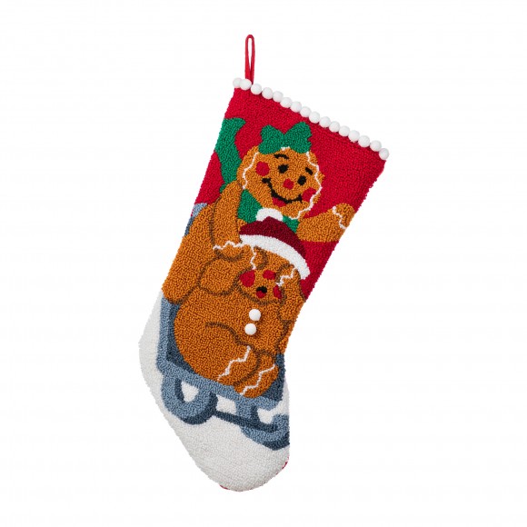Glitzhome 21"L Hooked Stocking, Gingerbread Man