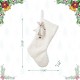 Glitzhome 21"L White Plush Christmas Stocking with Complimentary Reindeer Ornament